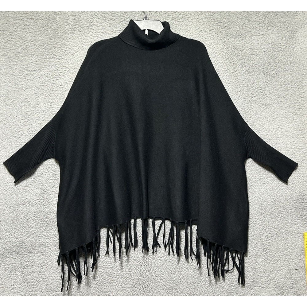 MAGASCHONI Sweater Womens M Turtle Neck Dolman Pullover Jumper Poncho Black